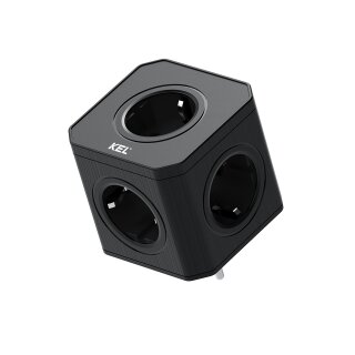 Steckdosenwürfel 5 Fach Mehrfachsteckdose Steckdosenadapter 4 USB Würfel Mehrfachstecker Schwarz