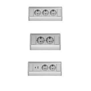 Einbau Steckdosenleiste Schuko 2 Fach 3 Fach Steckdosenblock mit USB Ports